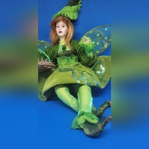 Vintage RARE Windward Fairy Pixie Elf Doll Posable with basket